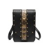 Bolsa de ombro pequena de couro - estilo punk - caveira / rebites