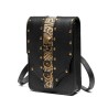 Bolsa de ombro pequena de couro - estilo punk - caveira / rebites