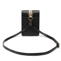 Bolsa de ombro pequena de couro - estilo punk - caveira / rebites