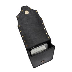 Bolsa de ombro pequena de couro - estilo punk - caveira / rebites