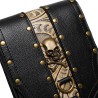 Bolsa de ombro pequena de couro - estilo punk - caveira / rebites
