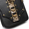 Bolsa de ombro pequena de couro - estilo punk - caveira / rebites