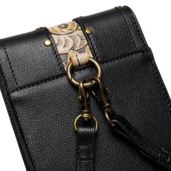 Bolsa de ombro pequena de couro - estilo punk - caveira / rebites