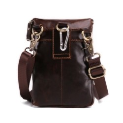 Bolsa de ombro pequena em couro