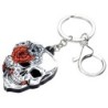Caveira de Halloween com rosas - chaveiro de acrílico