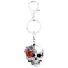 Caveira de Halloween com rosas - chaveiro de acrílico