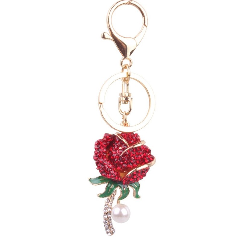 Crystal rose with pearl - keychainKeyrings