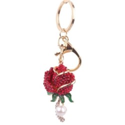 Crystal rose with pearl - keychainKeyrings