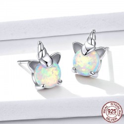 Unicorn & opal - stud earrings - 925 sterling silverEarrings