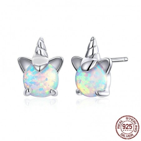 Unicorn & opal - stud earrings - 925 sterling silverEarrings