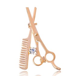 Pente de cabelo / tesoura - broche