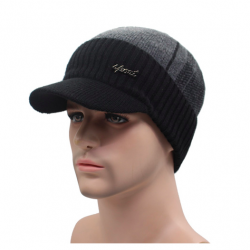 Gorro de lã de inverno para homem com viseira