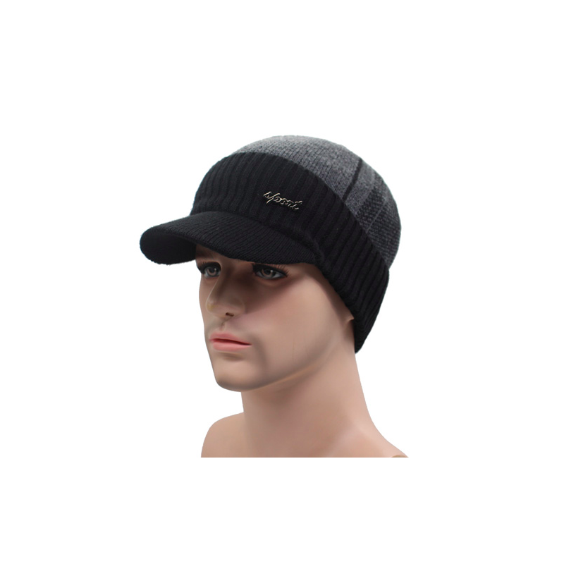 Gorro de lã de inverno para homem com viseira