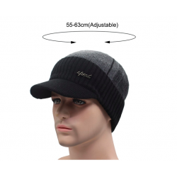 Gorro de lã de inverno para homem com viseira