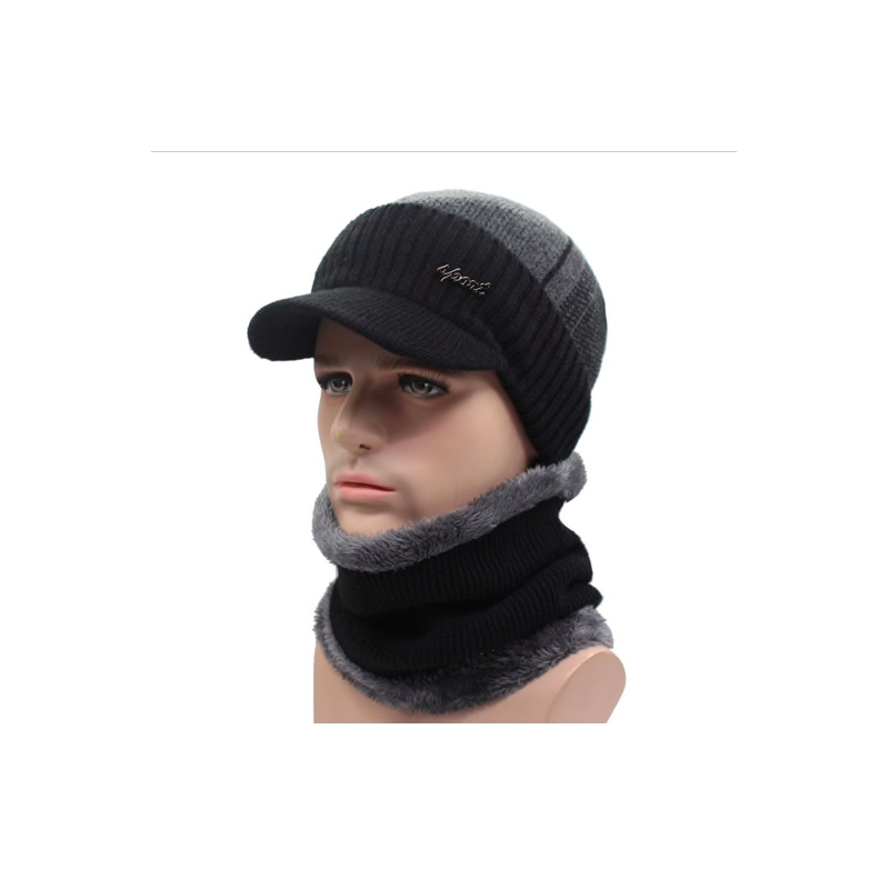 Gorro de inverno de homem com cachecol - conjunto