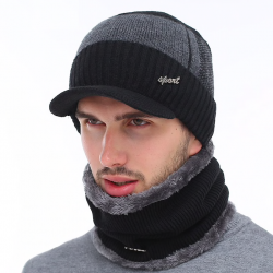 Gorro de inverno de homem com cachecol - conjunto