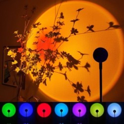 Lâmpada do pôr do sol LED - projetor de luz arco-íris - rotativa - USB