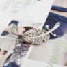 Silver leaf / feather with rhinestones - broochBrooches