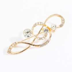 Nota musical de cristal / pérolas - broche