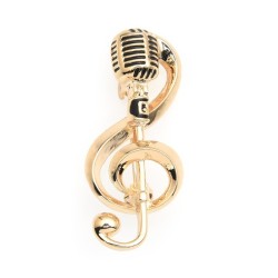 Nota musical dourada / microfone - broche