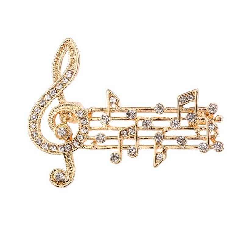broche de notas musicais de cristal