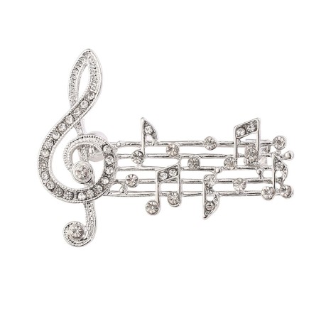 broche de notas musicais de cristal