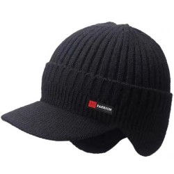 Gorro de malha de inverno quente - com viseira / proteção para as orelhas