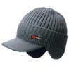 Gorro de malha de inverno quente - com viseira / proteção para as orelhas