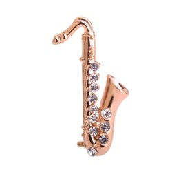 Saxofone de cristal dourado - broche