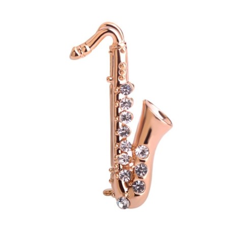 Saxofone de cristal dourado - broche