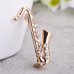 Saxofone de cristal dourado - broche