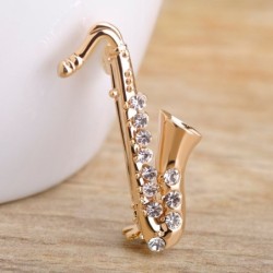 Saxofone de cristal dourado - broche