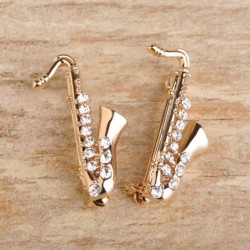 Saxofone de cristal dourado - broche