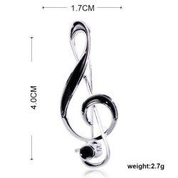 Broche de nota musical - esmalte preto