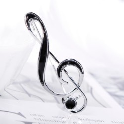 Broche de nota musical - esmalte preto
