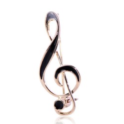 Broche de nota musical - esmalte preto