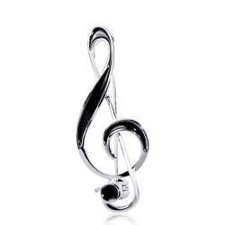 Broche de nota musical - esmalte preto