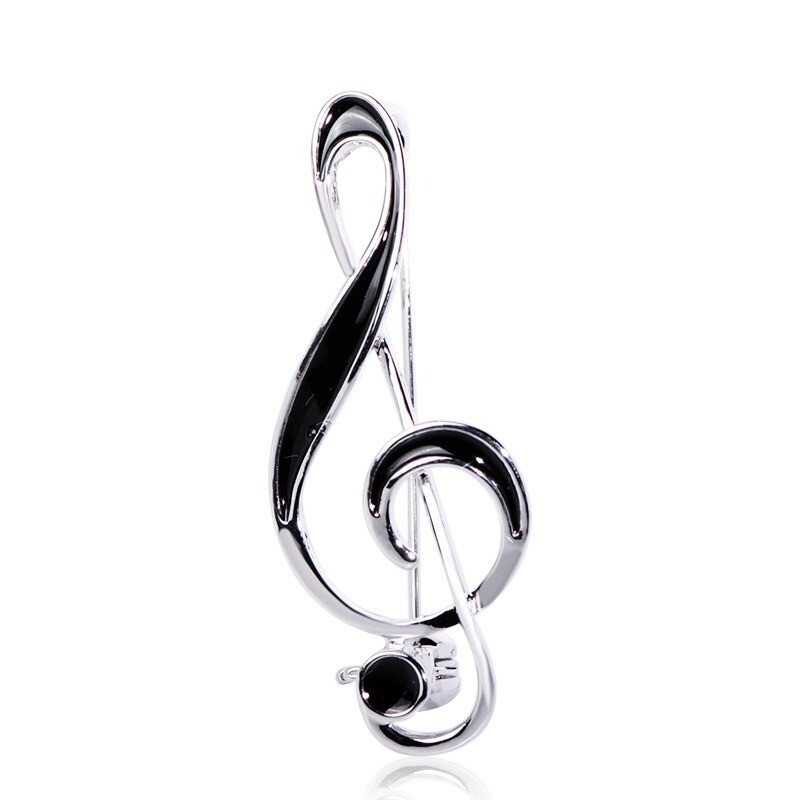 Broche de nota musical - esmalte preto