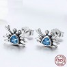 Brincos em forma de caranguejo - cristal azul - prata 925