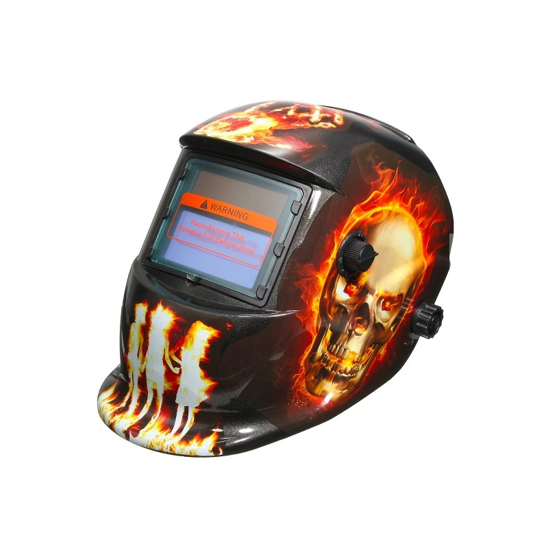 Capacete de soldagem com escurecimento automático - hellfire / skull
