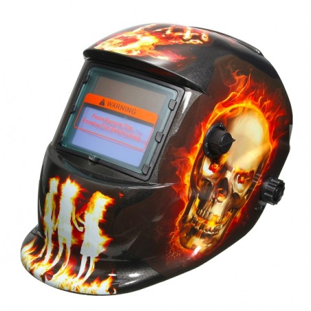 Capacete de soldagem com escurecimento automático - hellfire / skull