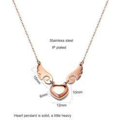 Heart / angel wings pendant - with necklace - stainless steelNecklaces