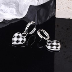 Round earrings with hanging check heartEarrings