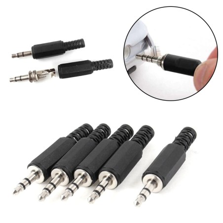 Plugue de fone de ouvido - conector macho - 35mm - 5 peças