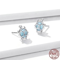 Turtle with blue glass - earrings - 925 sterling silverEarrings