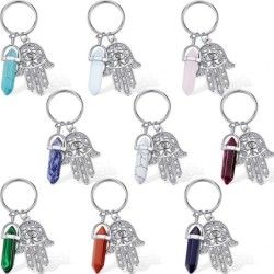 Chakra Hamsa mão / pedra hexagonal natural - chaveiro