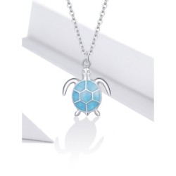 Colar/brinco tartaruga azul - conjunto - prata de lei 925