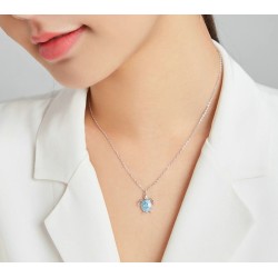 Colar/brinco tartaruga azul - conjunto - prata de lei 925
