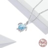 Colar/brinco tartaruga azul - conjunto - prata de lei 925