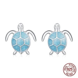 Colar/brinco tartaruga azul - conjunto - prata de lei 925